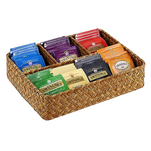 IGNPION Aufbewahrungskorb, 4 Fächer, gewebt, geteilt, natürliches Seegras, Organizer für Arbeitsplatte/Schreibtisch/Regal, dekorative Karamellen IGNPION Aufbewahrungskorb, 4 Fächer, gewebt, geteilt, natürliches Seegras, Organizer für Arbeitsplatte/Schreibtisch/Regal, dekorative Karamellen von IGNPION