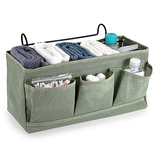 IGNPION Net Nachttisch-Hängeaufbewahrung Betttaschen Körbe Schlafsaal Bett Organizer Caddy Mehrzweck-Hängende Aufbewahrungstasche für Zuhause, Büro, Schule, Wohnheim, Krankenhaus, Grün von IGNPION