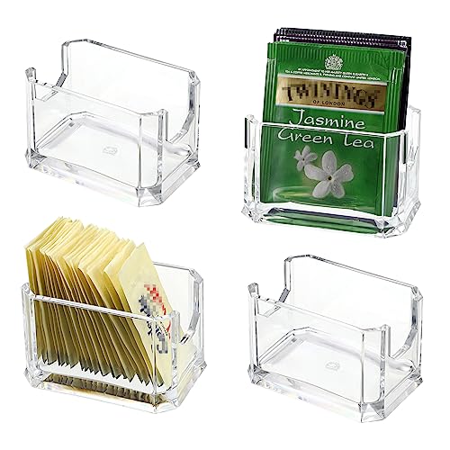 IGNPION Set mit 4 transparenten Zuckerbehältern, Acryl, Teebeutel, Tisch-Organizer, Süßstoff und Gewürze, kleiner Aufbewahrungskorb für Café, Restaurant, Bar, Hotel (8 x 5 x 5 cm) von IGNPION