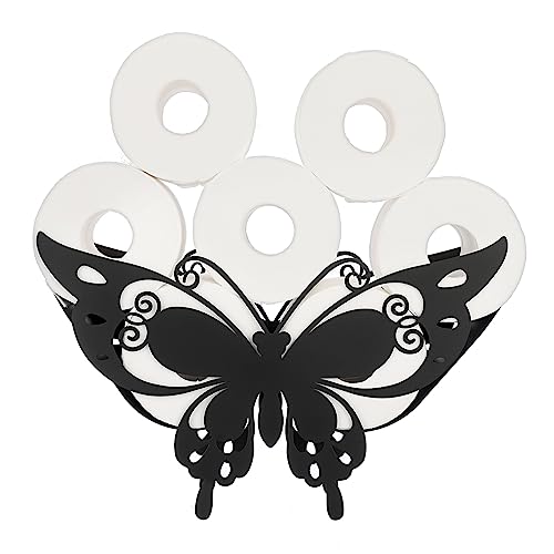 IGNPION Toilettenpapierhalter aus Metall, zur Aufbewahrung von Papier, in Form eines Schmetterlings, mit Schwalbenschwanz, für Badezimmer (schwarz) von IGNPION