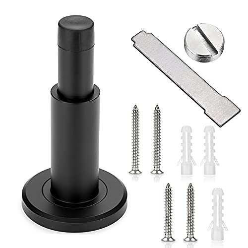 IGNPION Verstellbarer Türstopper, robuster Edelstahl-Türstopper, verstellbare Länge, Wandmontage, Türhalter-Stopper mit Gummipuffer, Schwarz von IGNPION
