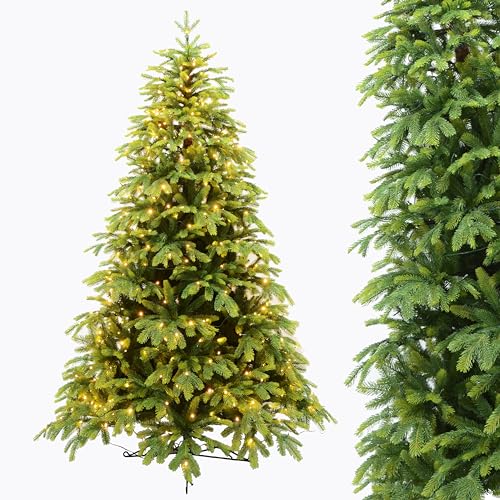 IGOOD Künstlicher Weihnachtsbaum 210cm mit 500 LEDs Beleuchtung Bunt, Natur Spritzguss 2358 Spitzen aus PE&PVC, Schnellaufbau Klappsystem mit Metallständer, Edle Tannenbaum Für Weihnachten Deko von IGOOD