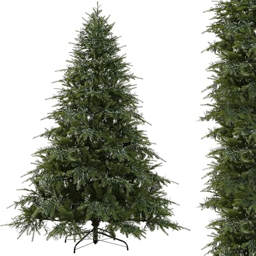 IGOOD Künstlicher Weihnachtsbaum 210cm mit Beleuchtung,Naturgetreu Tannenbaum 100% Spritzguss mit 3181 Spitzen, Kunstbaum Christbaum Schnellaufbau Klappsystem mit Metallständer Für Weihnachten Deko von IGOOD