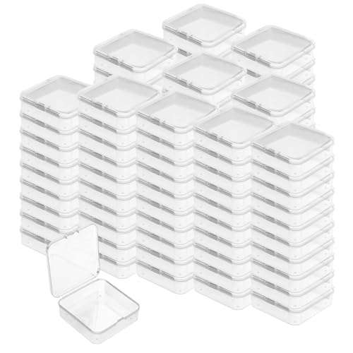 100 Stück Quadratische PP-Kunststoffbox,Transparente Verpackungsbox, Aufbewahrungsbox mit Deckel,Kunststoff-Speicher-Boxen für Teile Schmuck Schnallen, Handwerk DIY Diamant Kleinteile Strass (5.5cm) von IGTOPS