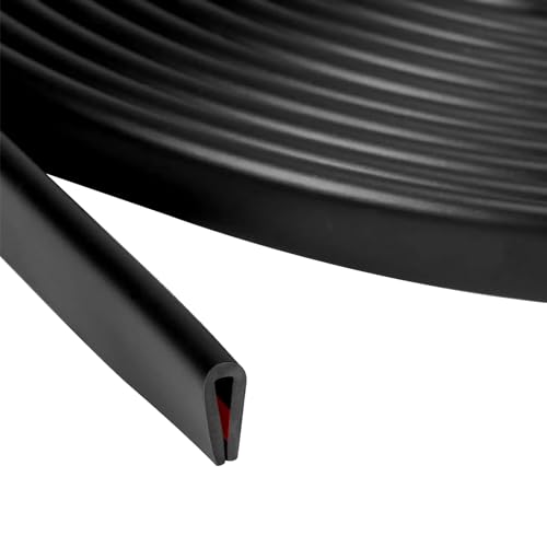 20FT 6m U-förmiges Dichtungsband, Hochtemperatursilikon U-förmiges Dichtungsband，schwarze Silikondichtung, selbstklebende Kunststoffleiste, Kantenschutz für Blech, Glas (1/4") von IGTOPS