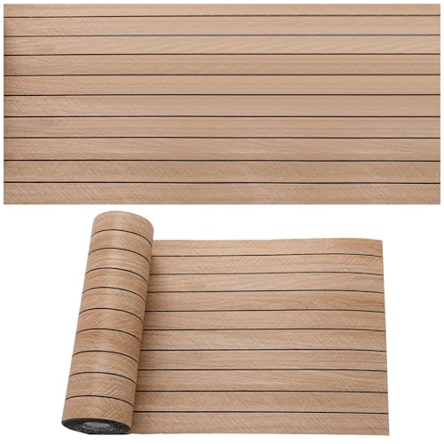 3D Wandpaneele Selbstklebend, 40cmX300cm Holzoptik Wandverkleidung Selbstklebend, Holz Optik Paneele Tapeten für Innenwanddekoration, 3D Akustikpaneele, Wasserdicht, 1.2㎡ (Hellbraun mit Linien) von IGTOPS