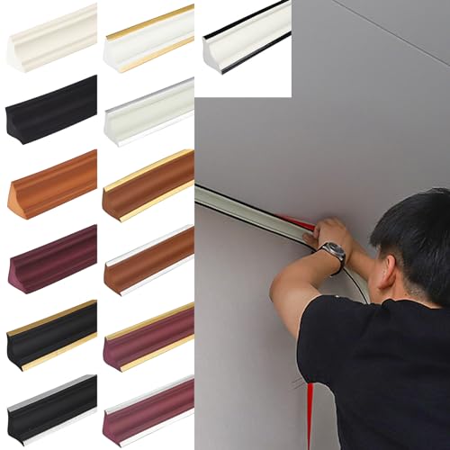 5M Flexible Zierleiste Selbstklebend Caulk Strip Deckenleisten PVC Dreieck Wandleiste Deckenkanten Fliesenkantenleiste für Wandkanten,Dichtungs Zierleisten Schrank 38 * 26mm (Opalin) von IGTOPS