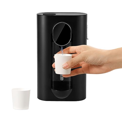 Automatischer Mundwasser-Spender für das Badezimmer,LED-Anzeige 540ml Wandmontage Mundwasser Spenderflasche mit Infrarotsensor und Magnetischen Bechern,3 Gänge Einstellbar,USB-Aufladung (Schwarz) von IGTOPS