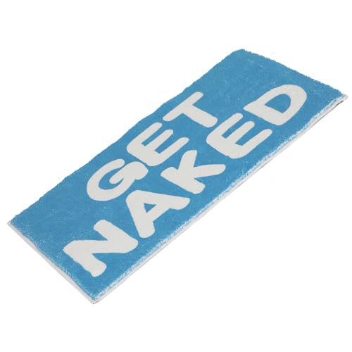 Badezimmerteppich Bunt Badematte rutschfest Waschbar Badteppich Spaßig Badvorleger Weiche Mikrofaser Duschvorleger Absorbierende Badezimmer Teppich Get Naked Badematte (Blau und Weiß, 60*120CM) von IGTOPS