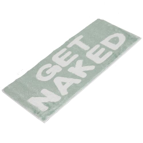 Badezimmerteppich Bunt Badematte rutschfest Waschbar Badteppich Spaßig Badvorleger Weiche Mikrofaser Duschvorleger Absorbierende Badezimmer Teppich Get Naked Badematte (Weiß und Grün, 60*120CM) von IGTOPS