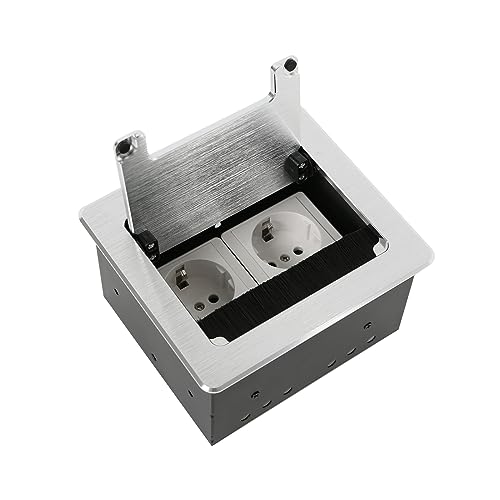IGTOPS Bodensteckdose, Einbausteckdose 2-4-fach, Silber, Aluminium, Wasserdicht, Steckdose für Schreibtisch, Multimedia-Kabelbox, Steckdose für Büro und Zuhause von IGTOPS