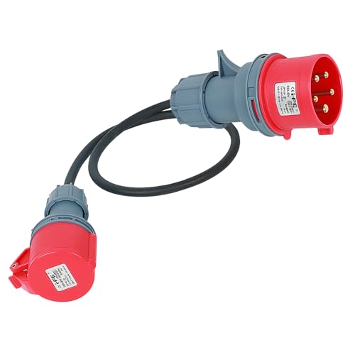 CEE Starkstrom Adapter, 32A auf 16A 5G2.5 5P,32A Stecker auf 16A Rot CEE Steckdose, 0.5m EV Kabel,Geeignet für Elektrofahrzeuge,EV RV Wohnmobile von IGTOPS