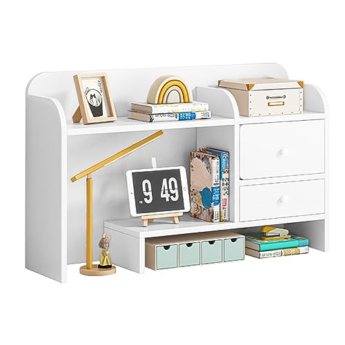 Desktop-Bücherregal Tischregale,Schreibtischregal DIY Tischregal mit Kabinett,Mehrschichtige Lagerung Bücherregal Klein Desktop Organizer,Multifunktionaler Ablagesystem Tisch-Organizer (60×54×19cm) von IGTOPS