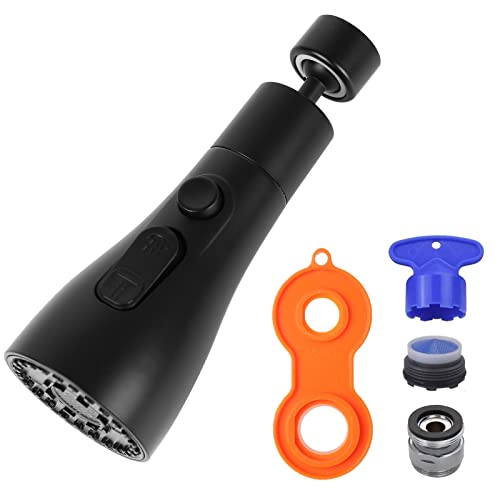 Ersatz Sprühkopf Küchenarmatur mit Adaptern, G1/2 Wasserhahn Ersatz Brausekopf für Pull Out, Geschirrbrause Ersatzkopf, 3-Funktionen (Schwarz Set) von IGTOPS