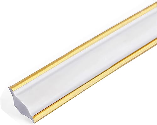 Flexible Selbstklebender Deckenleisten, PVC Quadrant-Zierleiste, Selbstklebend Flexibel Sockelleiste, Selbstklebend für Fliesenkanten, Laminieren (L-5M - 19x13mm - Weißes Gold) von IGTOPS
