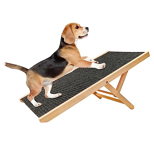 Hunderampen,Klappbar Hundetreppe aus Holz,Tragbare Katzen Rampe für Bett Sofa,28" lang und 30/40cm Höhen Verstellbar,rutschfeste Haustiertreppe Bis zu 100 Pfund Tragkraft von IGTOPS