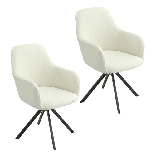 IGTOPS 2er/4er Set Stretch Stuhlbezug für Bürostuhl, Computerstuhl, Drehstuhl, Universal Stuhlhussen mit Armlehne, Abnehmbar Waschbar, Für Haushalt & Wohnen, Esszimmer,Hotel (2, Beige B) von IGTOPS
