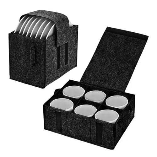 IGTOPS 2er-Set Wohnmobil Filz Tellerhalter & Tassenhalter Camping, Geschirr Aufbewahrung Filztasche Geschirr Tasche für 8 Teller und 6 Tasse, für Wohnmobil Campervan Küche Küchenschränk (dunkelgrau) von IGTOPS