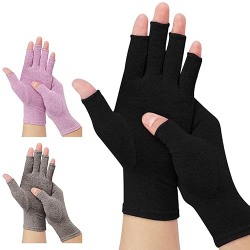 IGTOPS Arthritis Handschuhe, Kompressionshandschuhe,Compression f¡§1r Rheumatoide & Osteoarthritis - bieten arthritische Gelenkschmerzen Linderung der Symptome,Halb Fingerlose Handschuhe (Schwarz, L) von IGTOPS