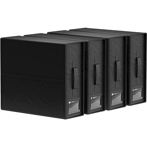 IGTOPS Aufbewahrungstasche für Bettlaken, 4 Stück Faltbare Aufbewahrungsbox, Kleidung Steppdecke Decken Bettwäsche Organizer, Tragbare Aufbewahrungsboxen mit Gezippt (Schwarz, 4 Stück) von IGTOPS