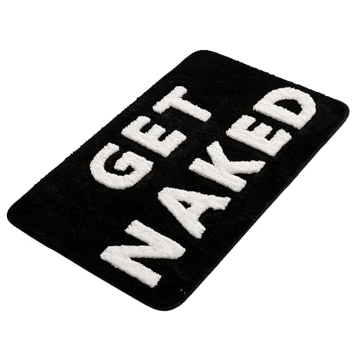 IGTOPS Badezimmerteppich Bunt Badematte rutschfest Waschbar Badteppich Spaßig Badvorleger Weiche Mikrofaser Duschvorleger Absorbierende Badezimmer Teppich Get Naked Badematte (Schwarz, 40 * 60CM) von IGTOPS