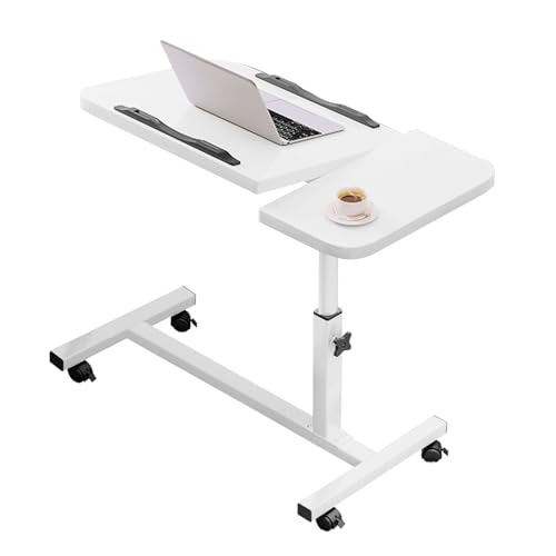 IGTOPS Beistelltisch mit Rollen,Pflegetisch 59-89cm Höhenverstellbar & Neigbar,Laptoptisch Rollbar Notebooktisch mit 2 Stopp-Leisten,Betttisch Pflegebett mit Ablage für Maus,Laptoptisch Computertisch von IGTOPS