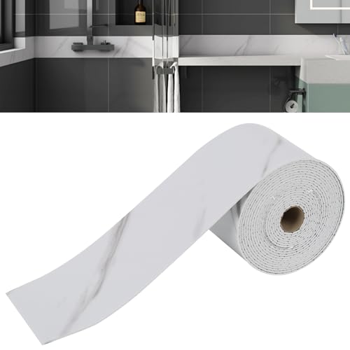 IGTOPS Bordüre Selbstklebend, 10cm Tapetenbordüre Selbstklebende Wandbordüre Bordüre Aufkleber Sockelleiste PVC Flexibel Wasserdicht Dekoration für Wohnzimmer Schlafzimmer (10cm x 10m, Weiß + Grau) von IGTOPS