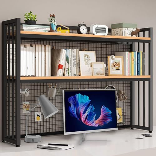 IGTOPS Desktop-Bücherregal für Computer-Schreibtisch,2-Tier Mehrzweck-Holz-Arbeitsplatte Bücherregal,Mit Drahtgitter,Mehrzweck freistehende Lagerung Rack für Büro, Home Decor, Küche, braun (95cm) IGTOPS Desktop-Bücherregal für Computer-Schreibtisch,2-Tier Mehrzweck-Holz-Arbeitsplatte Bücherregal,Mit Drahtgitter,Mehrzweck freistehende Lagerung Rack für Büro, Home Decor, Küche, braun (95cm) von IGTOPS