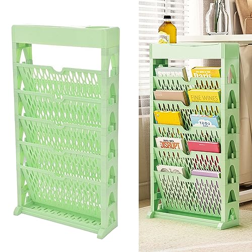 IGTOPS Mobiles Bücherregal,5-Tier Abnehmbar Kreatives Kinder Bücherregal,Faltbarer Aufbewahrungs-Organizer,Servierwagen Desktop Organizer Regal,Bodenstehende Bücherregale (Grün, Einreihig ohne Räder) von IGTOPS