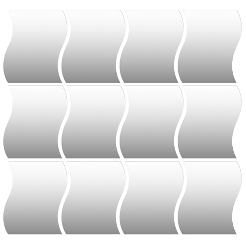 IGTOPS Selbstklebende Fliesenspiegel Spiegel zum Aufkleben, 1mm Dick Acrylspiegel, 12 * 10cm Wellig Flexible Spiegelfolien Spiegelaufkleber für Wand Schule Zuhause Wohnzimmer Badezimmer (12) von IGTOPS