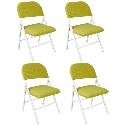 IGTOPS Stuhlhussen,Stretch Stuhlbezug,Klappstuhlbezug,Samt Klappstuhl SlipcoversAbnehmbar Waschbar Spannbezug für Esszimmerstühle Hochzeit Büro Bankette Partys Deko,Universal (4, Gelb) von IGTOPS