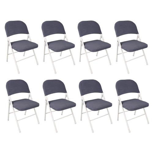 IGTOPS Stuhlhussen,Stretch Stuhlbezug,Klappstuhlbezug,Samt Klappstuhl SlipcoversAbnehmbar Waschbar Spannbezug für Esszimmerstühle Hochzeit Büro Bankette Partys Deko,Universal (8, Dunkelgrau) von IGTOPS