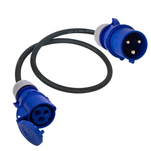 PCE Blau Adapter 16A auf 32A- strapazierfähiges 16A-Stecker-auf-32A-Steckdosenadapter -Gummikabel -16 Amp Plug to 32 Amp Socket Adaptor(1m) von IGTOPS