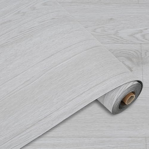 PVC Bodenbelag Selbstklebende, Holz Vinylboden Bodenfliesen, Verdickter 0.15cm Rutschfeste Wasserdicht Vinyl-Fußböden, Laminat Fliesen Selbstklebend, 40x300cm, 1.2m² (Grau-Weiß Holz) von IGTOPS