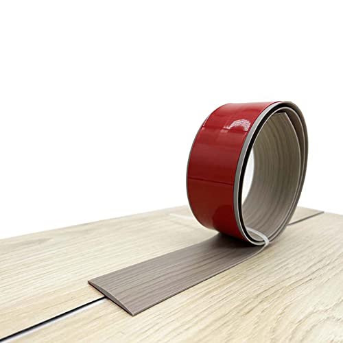 PVC Selbstklebend Abdeckleiste 1/3/10M Übergangsprofil Wasserdicht Selbstklebend,Übergangsschiene Abschlussprofil,Gummi Wandsockelleiste,Boden Teppich Laminat (Graue Holzmaserung, 10M) von IGTOPS