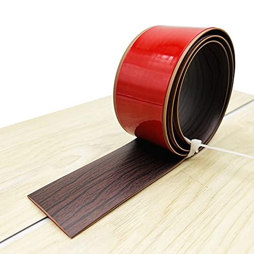 PVC Selbstklebend Abdeckleiste 1/3/10M Übergangsprofil Wasserdicht Selbstklebend,Übergangsschiene Abschlussprofil,Gummi Wandsockelleiste,Boden Teppich Laminat (Schwarze Walnuss, 10M) von IGTOPS