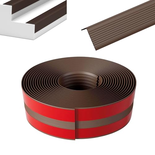 PVC Winkelprofil Kunststoff Selbstklebend Kantenschutz Eckenschutz Eckleiste Winkelleiste Treppen-Kantenschutz (Braun, 100mm*40mm *5M) von IGTOPS