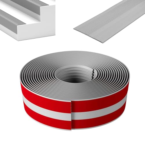 PVC Winkelprofil Kunststoff Selbstklebend Kantenschutz Eckenschutz Eckleiste Winkelleiste Treppen-Kantenschutz (Grau, 76mm*35mm *5M) von IGTOPS
