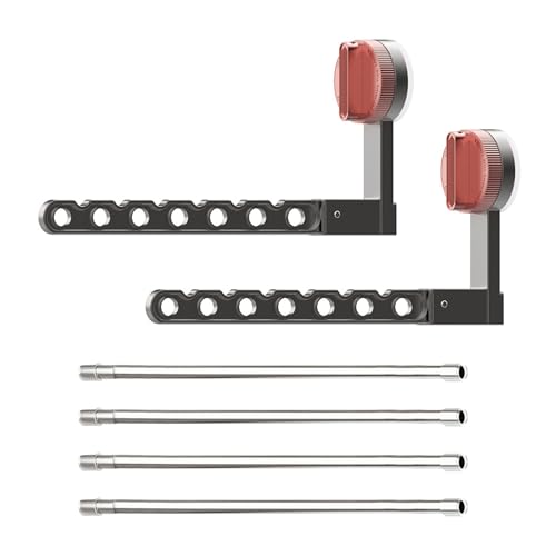 Saugnapf-Trockengestell, Faltbares Kleiderhaken für Wohnmobil, Kleiderständer Handtuchhalter, Ohne Bohren, Platzsparend, Geeignet für Reisen, Campingduschen, Wohnwagen, Kleine Balkone (Grau 2pc) von IGTOPS