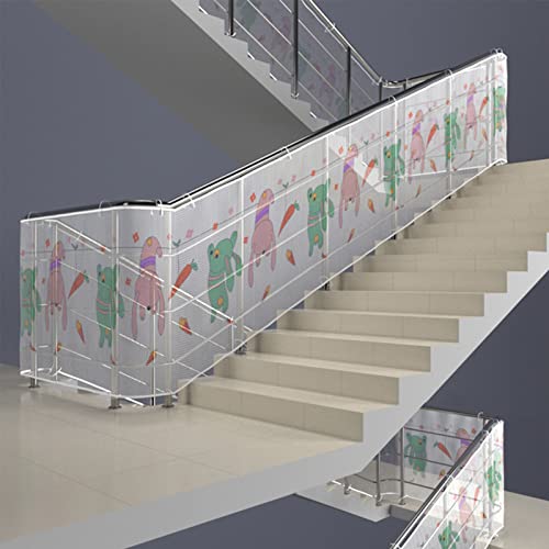 Sicherheitsnetz Kinder,Treppen Schutznetz 3/4.5/6 Meters,Bunt Verdicken Niedlich Tier Baby Balkonnetz und Treppen Schutznetz, Sicherheitsnetz Treppe für Kinder Seil und Krawatte (450 Lx79 H cm) von IGTOPS