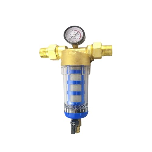 Spin Down Sediment Wasserfilte, Vorfilter Wasserfilter mit Manometer, Wasserfilter Wiederverwendbare Wasser Vorfilter Sedimentfilter für Sedimentfilter Brunnenwasserschlauch (3/4" mit Manometer) von IGTOPS