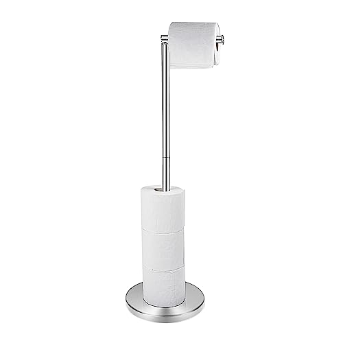Toilettenpapierhalter Stehend, Edelstahl Klopapierhalter mit Stehend, Toilettenpapier Aufbewahrung, Toilettenpapierhalter-Spender mit schwerem Boden für Badezimmer Lagerung (Silber) von IGTOPS
