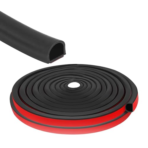 Türdichtung, D-Form Selbstklebend Haustürdichtung Türanschlagdichtung Zimmertürdichtung (Schwarz, 14mm*12mm, 5m) von IGTOPS