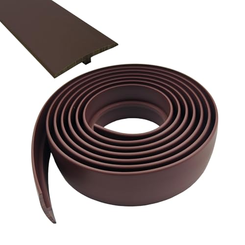 Übergangsprofil selbstklebend, Breite 50 mm, Flexible PVC-Übergangsstreifen-T-Formteil, Übergangsleiste ohne bohren, Abdeckleiste (Braun, 5 m) von IGTOPS
