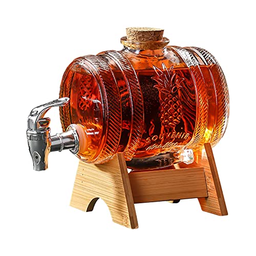 Whisky Dekanter Set mit 3L Whiskey Karaffe Geschenke für Männer Whiskey Dekanter Whiskyflasche mit Holzständer&Liquor Dispenser, Glaskaraffe Spender, Ausgießer von IGTOPS