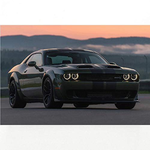 IGZAKER Wandkunst Bild Dodge Challenger SRT Muscle Car Fahrzeug Poster Leinwand Gedruckte Kunst Gemälde für Wohnzimmer Dekor / 60x90cm (kein Rahmen) von IGZAKER