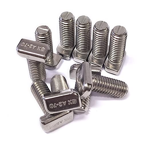 10x Hammerkopfschrauben + Sechskantmutter mit Flansch M8 x 20 Edelstahl A2 Typ 20/12 von IGcon