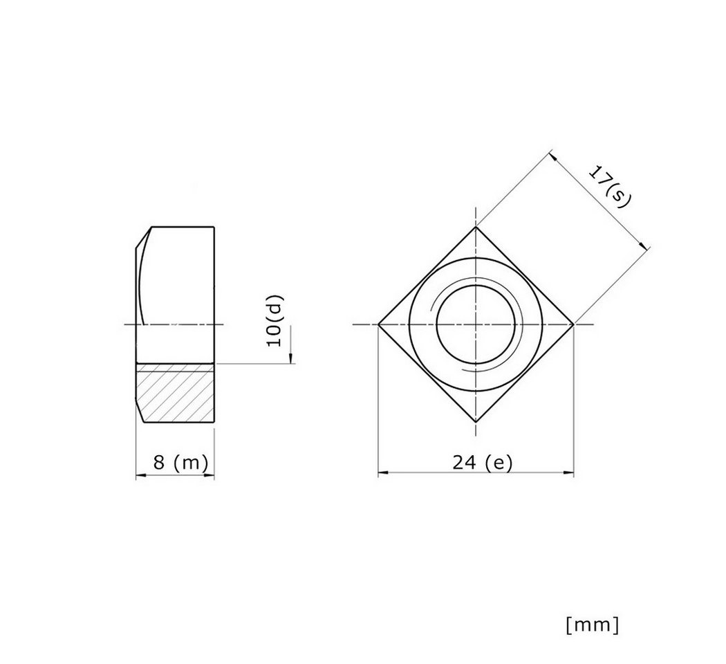 IGcons Schrauben-Set 50x Sechskantschrauben + Vierkantmuttern M10x25 Edelstahl A2 Vollge, (50 St) von IGcons