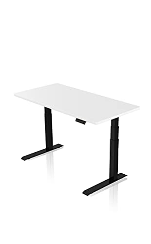 - AGIL - Elektrisch Höhenverstellbarer Schreibtisch - Schwarzes Premium Gestell mit Doppelmotor & Weißer Tischplatte - 160x80 cm - Memory Funktion - Ergonomischer Sitz-steh-Schreibtisch von IH Engineering BV