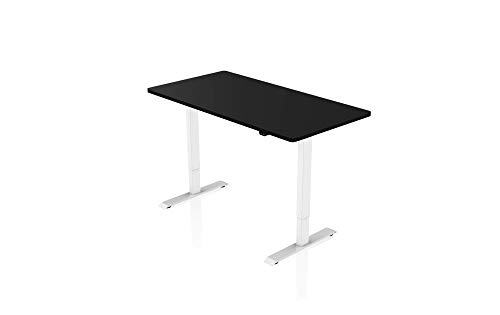- AGIL - Elektrisch Höhenverstellbarer Schreibtisch - Weißes Gestell mit Einzelmotor & Schwarzer Tischplatte - 140 x 70 cm - stufenlos verstellbar - Ergonomischer Sitz-steh-Schreibtisch von IH Engineering BV
